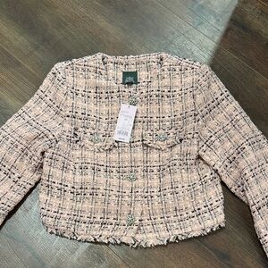 Wild Fable Pink Tweed Blazer with Embellishments NWT